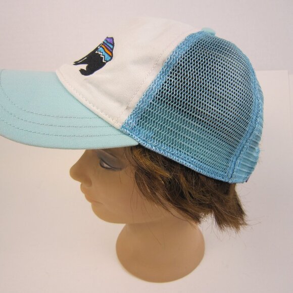 Patagonia Bear Light Teal & White Snapback Hat - Size: Adult(SMALL) - READ DESC - Picture 3 of 9